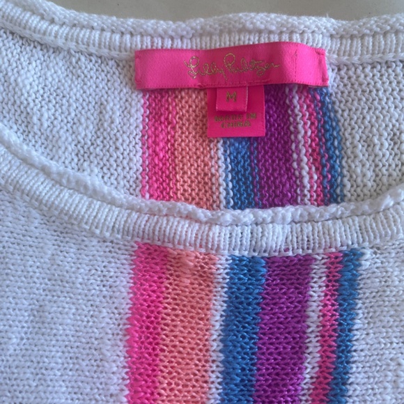 LILLY PULITZER Rozalia Stripe Cotton Tassels Beach Casual Pullover Sweater Top - Picture 13 of 15